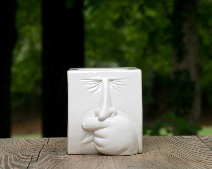 Vintage Fitz & Floyd Sneezing Face Tissue Box Holder / Fitz and Floyd Great Faces Collection