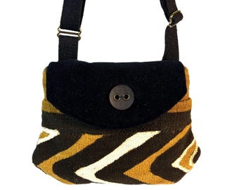 Small Crossbody Shoulder Messenger Purse Authentic African Mudcloth Afrocentric Ethnic Vegan