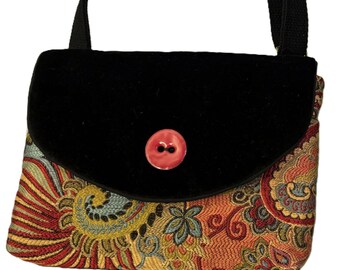 Paisley Crossbody Shoulder Bag: Vegan Boho Messenger Purse