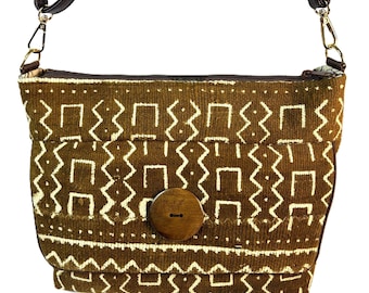 African Mudcloth Crossbody Bag: Handwoven Ethnic Shoulder Bag