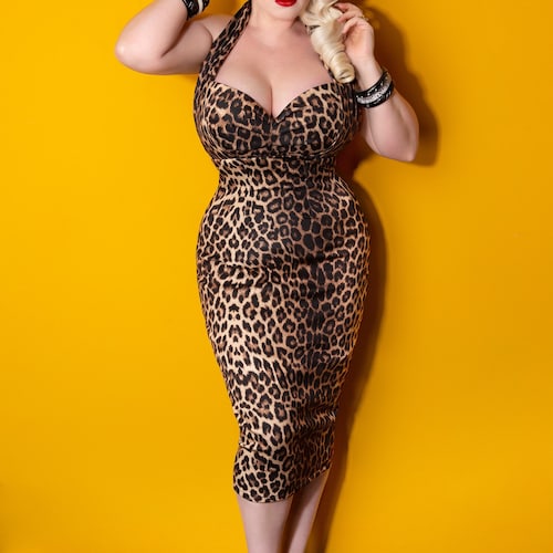 knee length dresses for ladies Corsety Off Shoulder Pencil Shapewear Dress - Symmetric Leopard