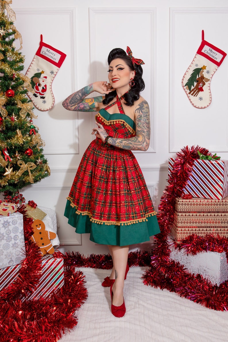 Vintage Christmas Dress | Party Dresses | Night Out Outfits     Tartan Xmas set  AT vintagedancer.com