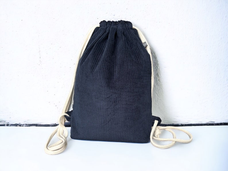 Ab 32,90 Euro Turnbeutel Tasche Cord Blau Dunkelblau Uni unisex Festivalbag Bild 5