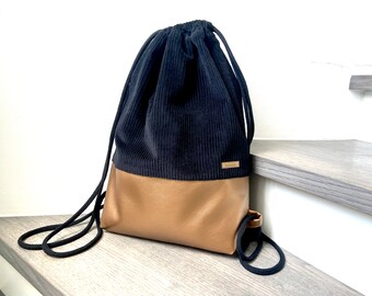 Ab 39,90 Euro Turnbeutel Tasche Cord Schwarz Kunstleder Kupfer Gold  Festivalbag