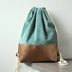 From 39.90 euros corduroy gym bag dusty green imitation leather copper gold festival bag image 5