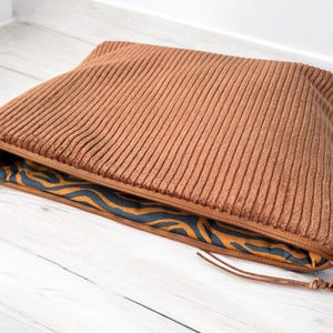 Kulturbeutel Waschtasche Kosmetiktasche Cognac Braun Cord mit Name / Initialen möglich
