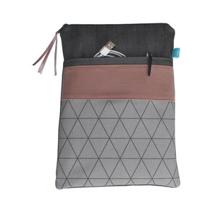 Tablet Case 10 Jeans Gray Triangles Light / Pink image 2