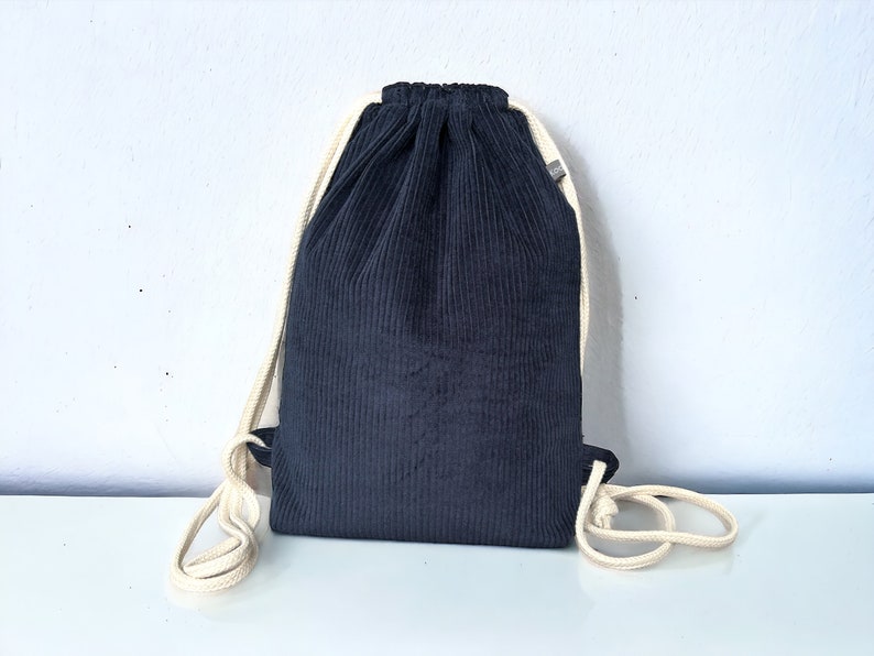 Ab 32,90 Euro Turnbeutel Tasche Cord Blau Dunkelblau Uni unisex Festivalbag Bild 2