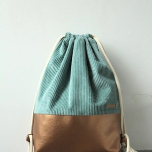 From 39.90 euros corduroy gym bag dusty green imitation leather copper gold festival bag image 6