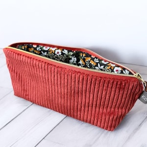 Stiftemäppchen Tasche Breitcord verschiedene Farben uni Cord Rostrot