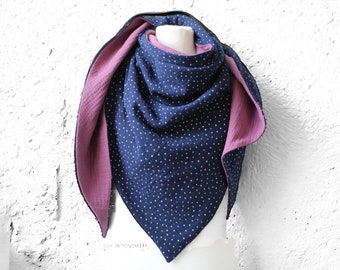 Triangular cloth muslin dark blue dots berry muslin cloth women