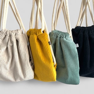 Kindergarten Turnbeutel Rucksack Cord verschiedene Farben Blau Grau Rosa Beige mit Name möglich