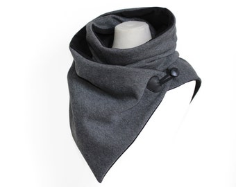 Wrap scarf dark gray sweat jersey black