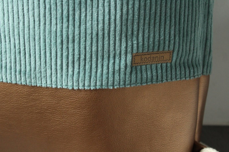 From 39.90 euros corduroy gym bag dusty green imitation leather copper gold festival bag image 3