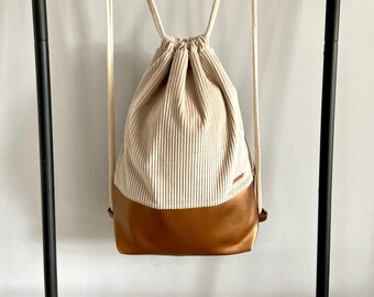 Ab 39,90 Euro Turnbeutel Tasche Cord beige Kunstleder Kupfer Gold  Festivalbag