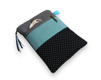 From 24,90 Euro eReader Cover Jeans Grey Dots Black Petrol Zipper