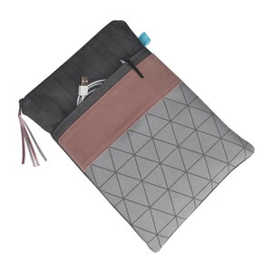 Tablet Case 10 Jeans Gray Triangles Light / Pink image 1