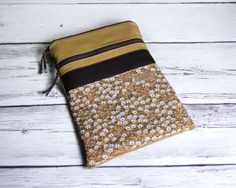 From 44.90 euros notebook case 11-17 inch jeans mustard flowers brown 2 zippers