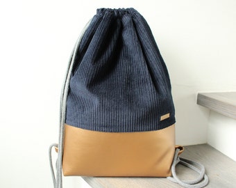 From 39.90 euros corduroy gym bag dark blue imitation leather copper gold festival bag