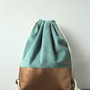 From 39.90 euros corduroy gym bag dusty green imitation leather copper gold festival bag image 2