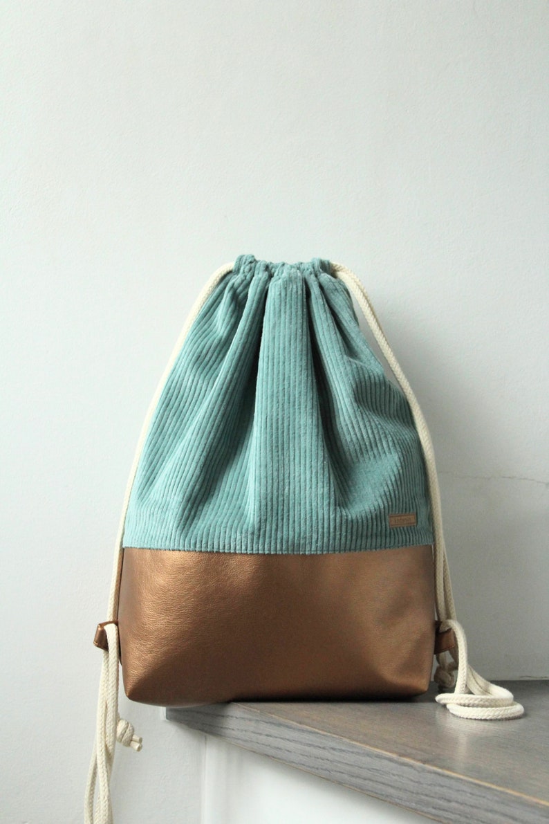 From 39.90 euros corduroy gym bag dusty green imitation leather copper gold festival bag image 2