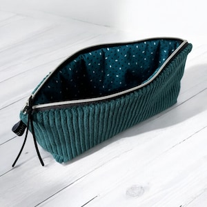 Stiftemäppchen Tasche Breitcord uni Cord Petrol