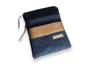 From 24,90 Euro eReader Cover Wide Cord Dark Blue Gold Dots Copper