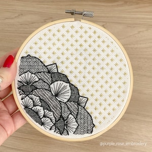 Blackwork Mandala Succulents Embroidery Kit Part 2