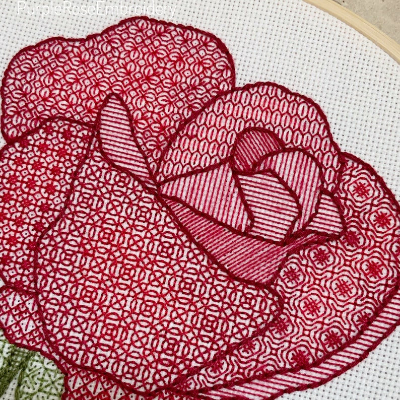 Red Rose Embroidery PDF Pattern image 4
