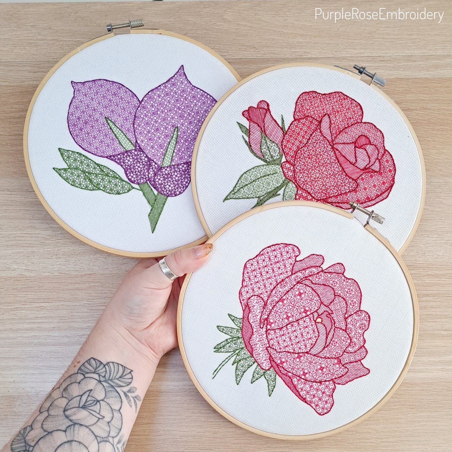 Bouquet Bundle! Blackwork Embroidery Kits - Etsy Israel