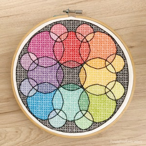 Rainbow Bubbles Blackwork Embroidery PDF
