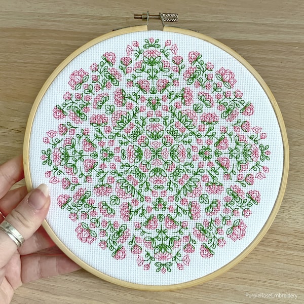 Rose Garden Blackwork Embroidery PDF pattern download