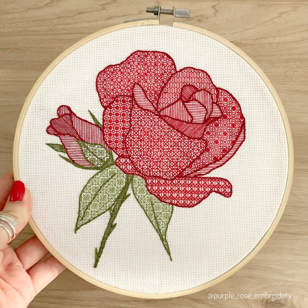 Red Rose Embroidery PDF Pattern - Etsy