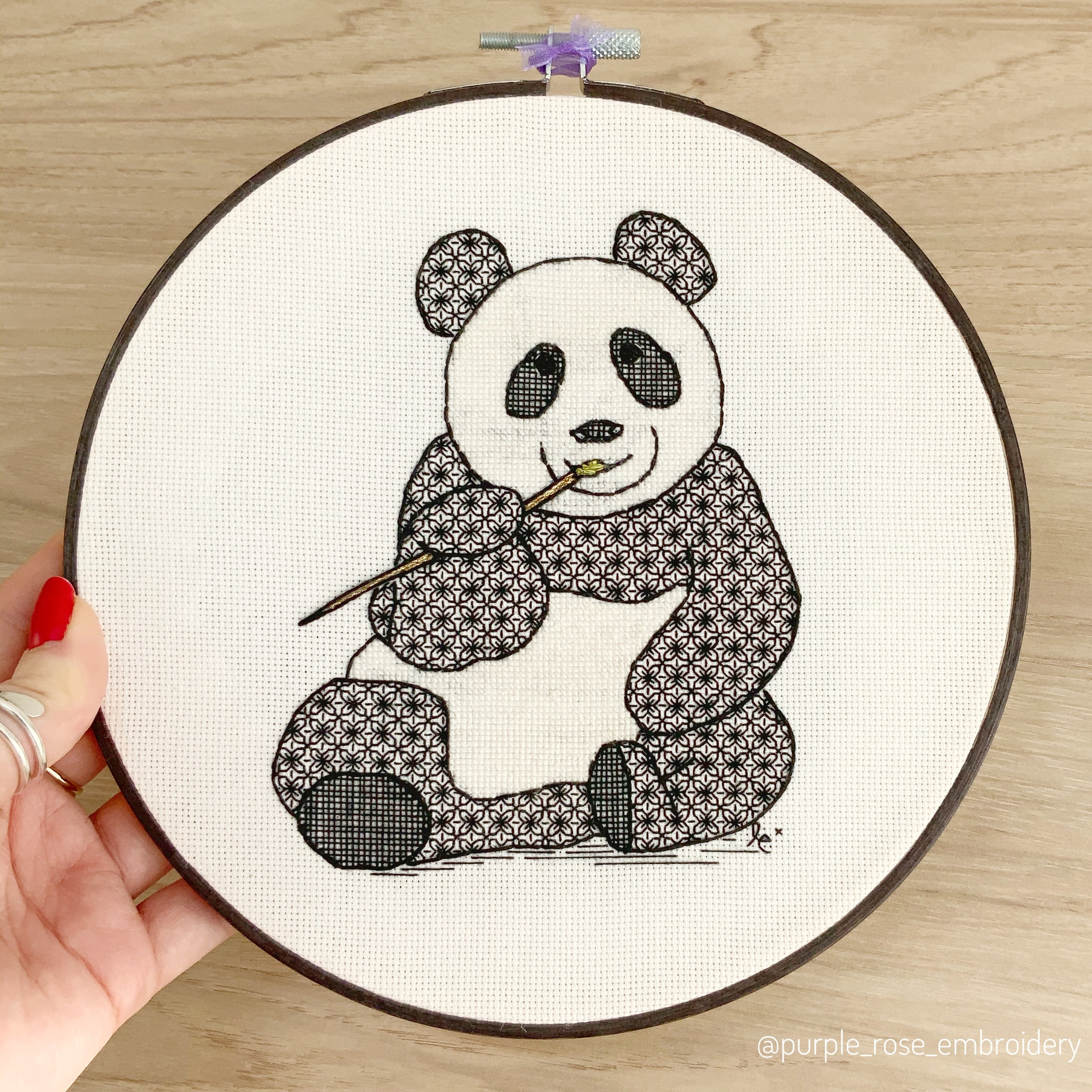 Blackwork Panda Embroidery PDF Pattern Download Etsy