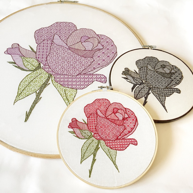 Red Rose Embroidery PDF Pattern image 2