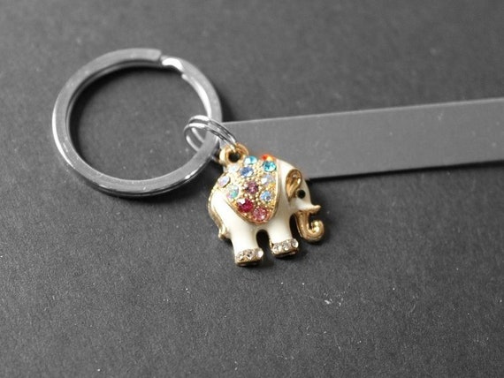 Elephant keyring keychain Enamel charm beads
