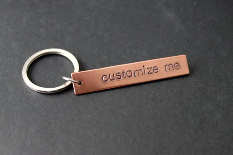 Customized Keychain, Personalized Keychain, Stocking Stuffer, Teacher Gift, Hostess Gift, Copper Keychain, Customized Gift 