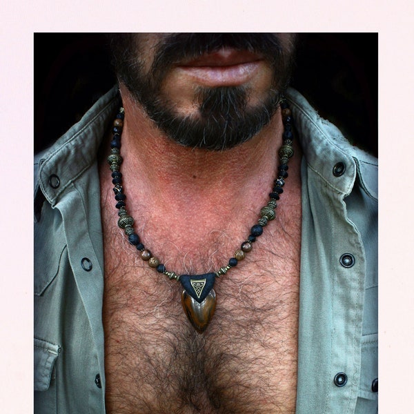 Medieval neckace / Bohemian necklace for men / earthy mens necklace / gift for men / mens gift / viking necklace / mens tribal jewelry