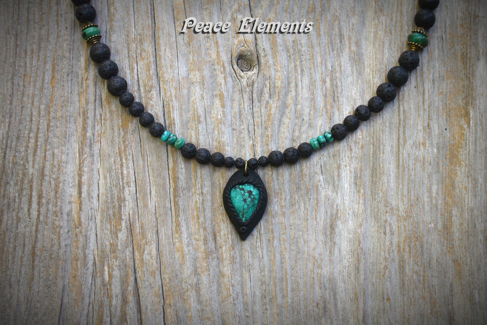Turquoise Gemstone Necklace / Black and Turquoise Mens Jewelry Etsy