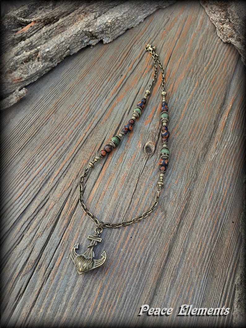 Anchor pendant chain necklace / classic menswear jewellery / gift for navy sailor / sea protection charm image 10