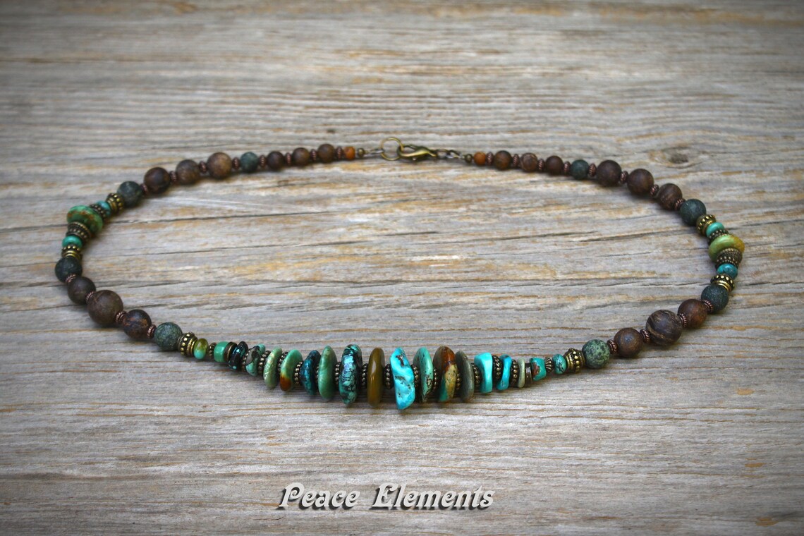 Turquoise necklace for men / turquoise mens jewelry / bohemian Etsy