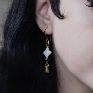 Celestial White Star & Gold Teardrop Earrings | Waterproof Hypoallergenic Earrings for Her Alternative Wedding Jewelry
