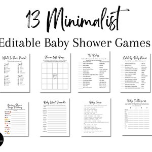 Minimalist Baby Shower Games | Printable Baby Shower Games | Baby Shower Games | Editable Baby Shower Games