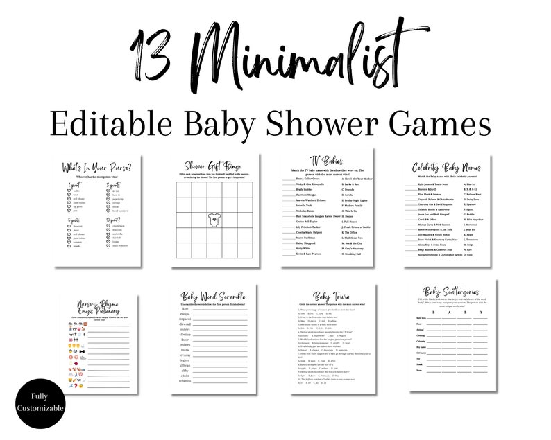 Minimalist Baby Shower Games Printable Baby Shower Games Baby Shower
