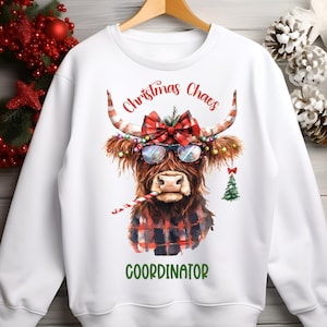 Highland Cow PNG for Shirts, Sweatshirts, Ornaments | Christmas Cow PNG | Highland Cow PNG
