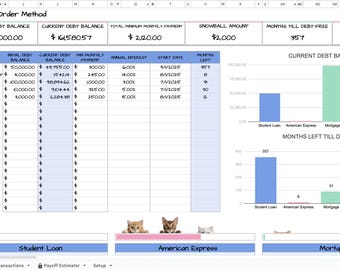Debt Tracker - Kittens, Blue