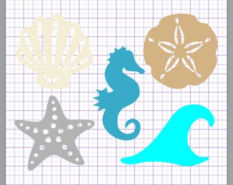 Beach Silhouette Collection SVG, (dxf, eps, pdf, png, svg, studio3 file types) Beach Die Cut Files, Silhouette, Cricut, Instant Download