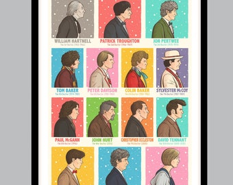 DOCTOR WHO through the ages Illustrated Poster Gift