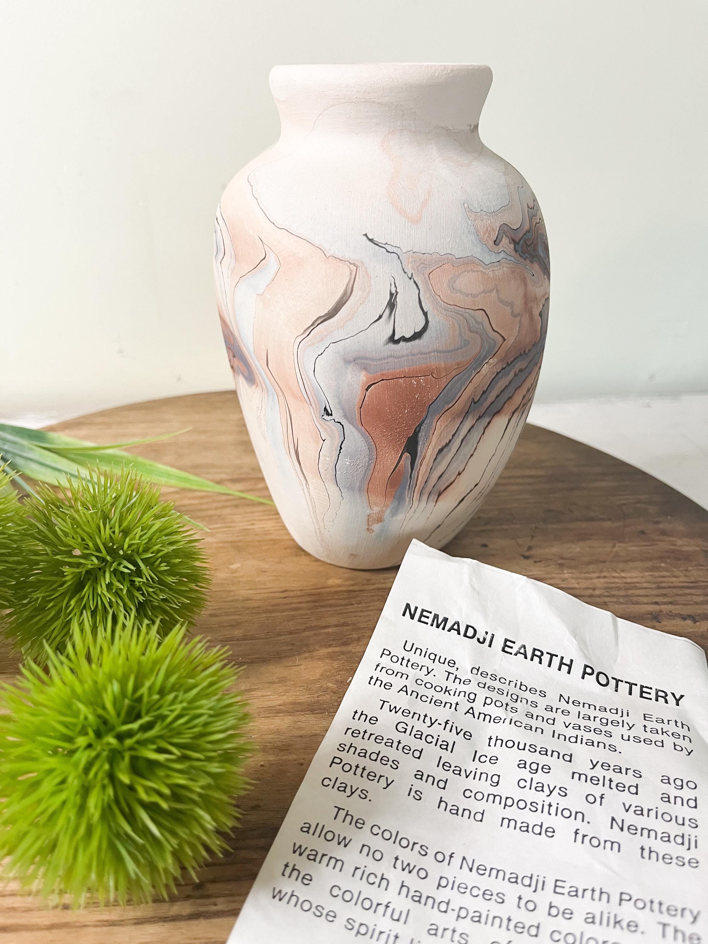 NEMADJI POTTERY  ヴィンテージ　アメリカ マーブル Vintage Namadji Pottery Vase With Two Flat Sides - Swirled