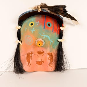 Signed David K. John Navajo Yei Clay Mask, Southwestern Pottery